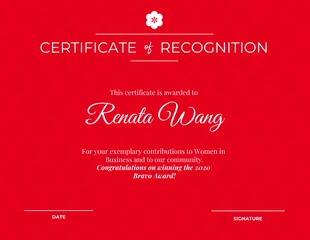 premium  Template: Red Sample Certificate of Recognition Template