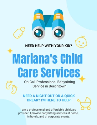 Free  Template: Cute Illustration Child Care Services Flyer Template