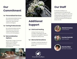 Minimalist Navy Blue Funeral Tri-fold Brochure - Page 2