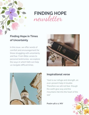 Free  Template: Watercolour Finding Hope Newsletter Template