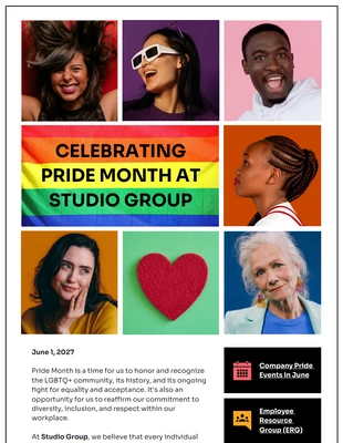 Free accessible Template: Celebrating Pride Month Email Newsletter Template