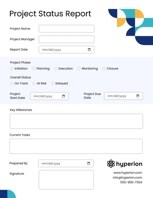 business interactive Template: Modern Project Status Report Template