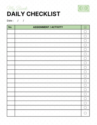 Free  Template: Minimalist Daily Bank Checklist Template