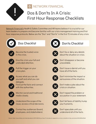 Free  Template: Company Crisis Response Dos and Don'ts Checklist Template