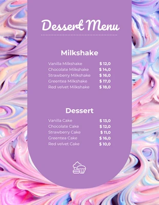 Free  Template: Purple Playful Simple Photo Dessert Menu