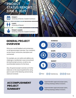 business  Template: Project Status Report Template