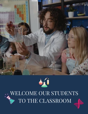 Free  Template: Navy Simple Photo Illustration Classroom Welcome Poster