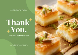 Free  Template: Green Modern Playful Bakery Thank You Postcard