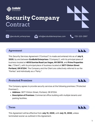 business  Template: Security Company Contract Template