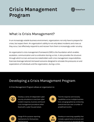 Free  Template: Crisis Management Program Infographic Template