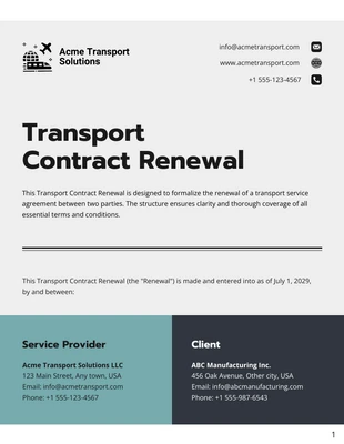 premium  Template: Transport Contract Renewal Template