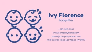 Navy And Baby Pink Minimalist Cute Illustration Babysitting Service Business Card - Page 2