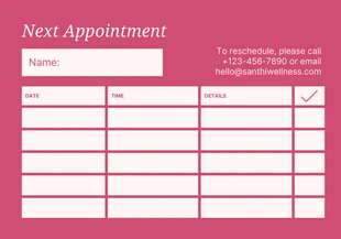 Pink And Light Pink Minimalist Appointment Card - Page 2