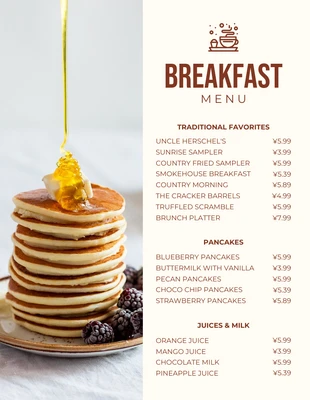 Free  Template: Beige And Brown Minimalist Breakfast Menu