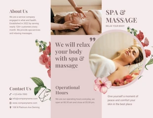 Free  Template: Modern Flower Massage Spa Brochure Template