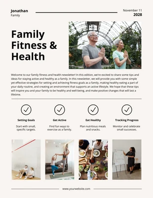 Free  Template: Best Family Fitness Newsletter Template