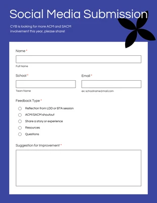 Free  Template: Chambray Social Media Submission Form Template