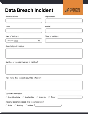 Free interactive Template: Data Breach Incident Form Template