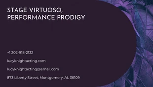 Dark Purple Modern Elegant Actor Business Card - Page 2