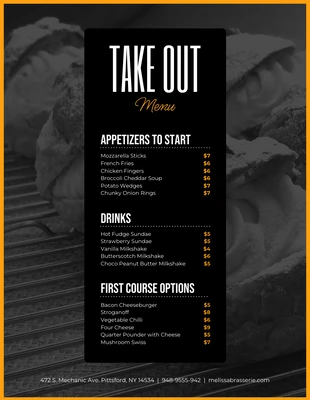 Free  Template: Black And Orange Simple Photo French Menu