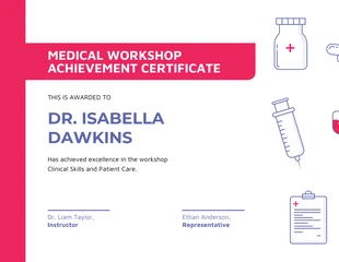 Free  Template: White Pink Medical Workshop Achievement Certificate Template