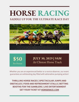 Free  Template: Light Grey Minimalist Horse Racing Poster