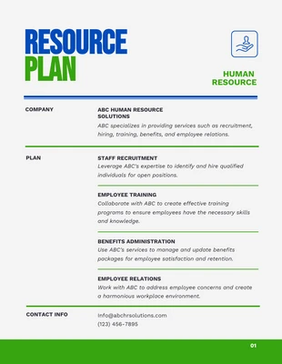 Free  Template: Blue Resource Plan Template