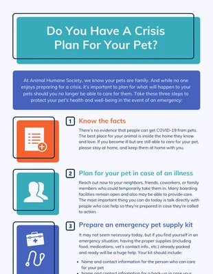 Free  Template: Crisis Plan For Pets Infographic Template