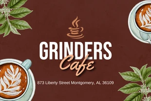 Free  Template: Dark Brown Modern Illustration Cafe Address Label