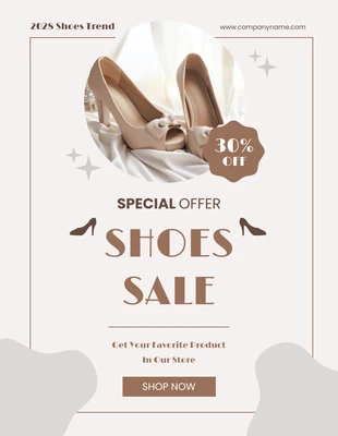 Free  Template: Brown and Beige Minimalist Shoes Sale Poster Template