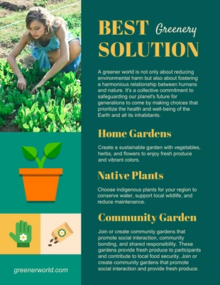 Free  Template: Greenery Solution Environment Infographic Template