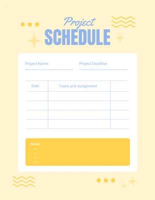 Free  Template: Light Yellow Modern Playful Project Schedule  Template