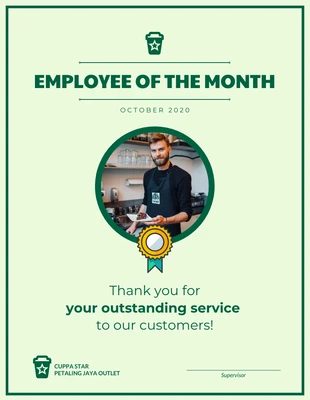 Free  Template: Barista Employee of the Month Certificate Template