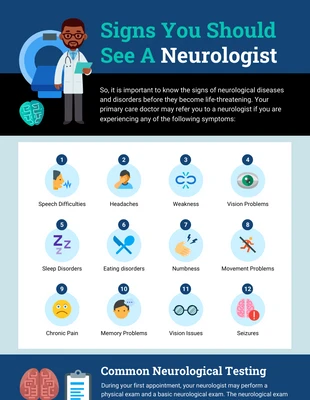 business  Template: Neurological Symptoms Diagnosis List Infographic Template