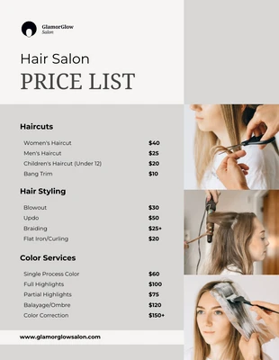 Free  Template: Hair Salon Price List Template