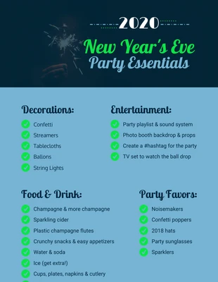 Free  Template: New Year's Party Essentials Checklist Infographic Template