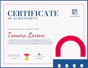 Free  Template: Modern Certificate of Achievement Template