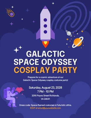 premium  Template: Dark Purple Space Costume Party Invitation