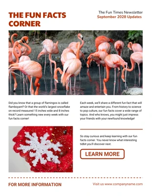 Free  Template: White Red Fun Facts Event Newsletter Template