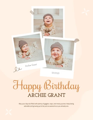 Free  Template: Pastel Peach Happy Birthday Poster