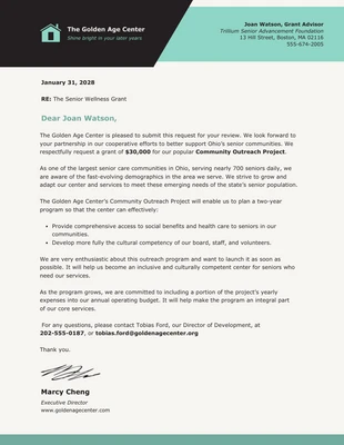 Free  Template: Grant Proposal Business Letter