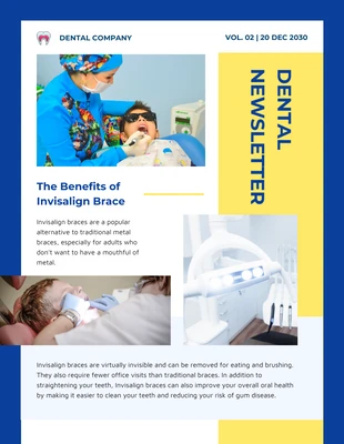 Free  Template: Yellow Blue Minimalist Dental Email Newsletter Template