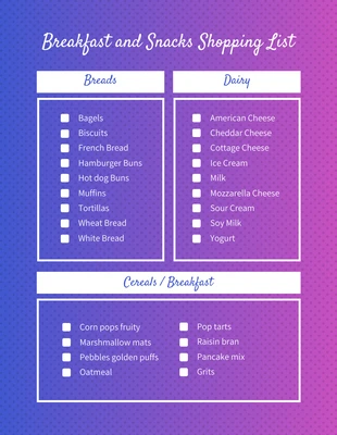 business interactive Template: Purple Gradient Breakfast Shopping List Template