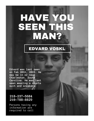 Free  Template: Missing Man Photo Flyer Template