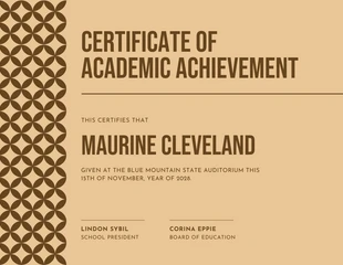 Free  Template: Classic Texture Certificate of Academic Achievement Template