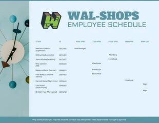 Free  Template: Light Blue Employee Schedule
