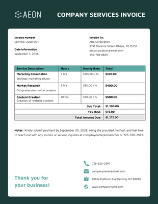 Free  Template: Customizable Company Service Invoice