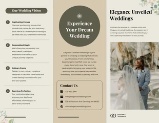 Free  Template: Cream Ebony Wedding Tri-fold Brochure Template