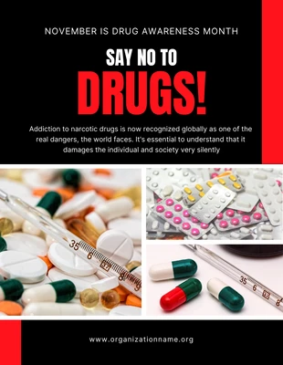 Free  Template: Black Modern Photo Drug Awareness Poster