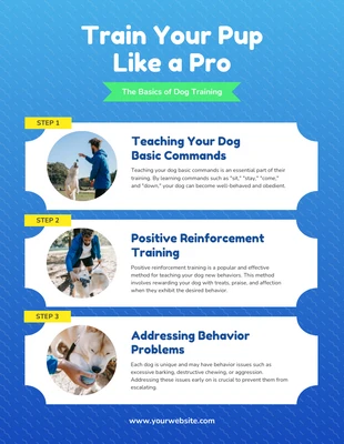 Free  Template: Blue Gradient Tips to Train Your Pup Poster